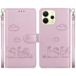 For Redmi Note 14 4G 163.25mm Cute Cats RFID Leather Phone Case(Rose Gold)