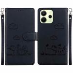 For Redmi Note 14 4G 163.25mm Cute Cats RFID Leather Phone Case(Black)