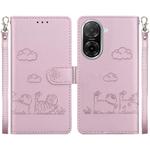 For Redmi A5 4G 173.3mm Cute Cats RFID Leather Phone Case(Rose Gold)