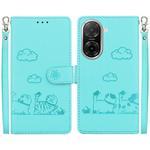 For Redmi A5 4G 173.3mm Cute Cats RFID Leather Phone Case(Green)