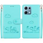 For Redmi Note 14S 4G Cute Cats RFID Leather Phone Case(Green)
