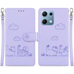For Redmi Note 14S 4G Cute Cats RFID Leather Phone Case(Purple)