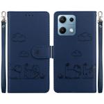For Redmi Note 14S 4G Cute Cats RFID Leather Phone Case(Blue)