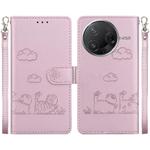 For Redmi K80 / K80 Pro / Xiaomi Poco F7 Pro Cute Cats RFID Leather Phone Case(Rose Gold)