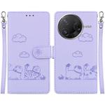For Redmi K80 / K80 Pro / Xiaomi Poco F7 Pro Cute Cats RFID Leather Phone Case(Purple)