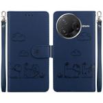 For Redmi K80 / K80 Pro / Xiaomi Poco F7 Pro Cute Cats RFID Leather Phone Case(Blue)