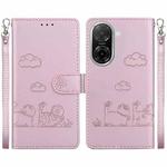 For Redmi A5 4G 171.7mm Cute Cats RFID Leather Phone Case(Rose Gold)