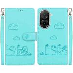 For Redmi A5 4G 171.7mm Cute Cats RFID Leather Phone Case(Green)