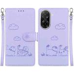 For Redmi A5 4G 171.7mm Cute Cats RFID Leather Phone Case(Purple)
