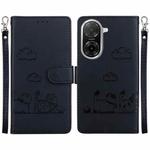 For Redmi A5 4G 171.7mm Cute Cats RFID Leather Phone Case(Black)