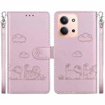 For Redmi 15C 4G 173.1mm / 15C 5G 173.1mm Cute Cats RFID Leather Phone Case(Rose Gold)