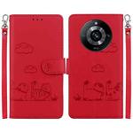 For Realme 11 Pro 5G Cute Cats RFID Leather Phone Case(Red)