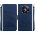 For Realme 12 5G Cute Cats RFID Leather Phone Case(Blue)