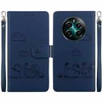 For Realme 12+ Cute Cats RFID Leather Phone Case(Blue)