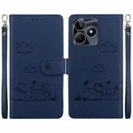 For Realme C53 Cute Cats RFID Leather Phone Case(Blue)