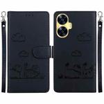 For Realme C55 Cute Cats RFID Leather Phone Case(Black)