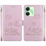 For Realme C61 Cute Cats RFID Leather Phone Case(Rose Gold)