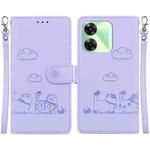 For Realme C61 Cute Cats RFID Leather Phone Case(Purple)