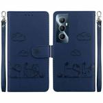 For Realme C65 4G Cute Cats RFID Leather Phone Case(Blue)