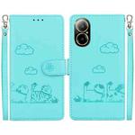 For Realme C67 4G Global Cute Cats RFID Leather Phone Case(Green)