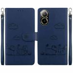 For Realme C67 4G Global Cute Cats RFID Leather Phone Case(Blue)