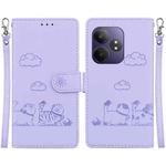 For Realme GT 6 Cute Cats RFID Leather Phone Case(Purple)