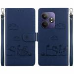 For Realme GT 6 Cute Cats RFID Leather Phone Case(Blue)