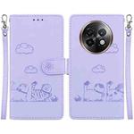 For Realme 13+ Global Cute Cats RFID Leather Phone Case(Purple)