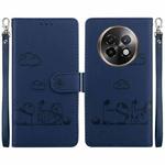 For Realme 13+ Global Cute Cats RFID Leather Phone Case(Blue)