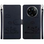 For Realme 14 Pro+ Cute Cats RFID Leather Phone Case(Black)