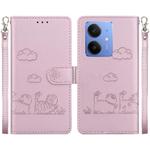 For Realme Neo7 SE Cute Cats RFID Leather Phone Case(Rose Gold)