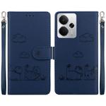For Realme 14 Cute Cats RFID Leather Phone Case(Blue)