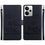 For Realme 14 Cute Cats RFID Leather Phone Case(Black)