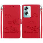 For OnePlus Nord N30 SE Cute Cats RFID Leather Phone Case(Red)