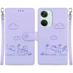 For OnePlus Nord 3 Cute Cats RFID Leather Phone Case(Purple)