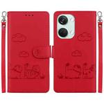 For OnePlus Nord 3 Cute Cats RFID Leather Phone Case(Red)