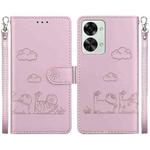 For OnePlus Nord 2T Cute Cats RFID Leather Phone Case(Rose Gold)