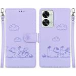 For OnePlus Nord 2T Cute Cats RFID Leather Phone Case(Purple)