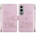 For OnePlus Nord CE4 5G Cute Cats RFID Leather Phone Case(Rose Gold)