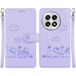 For OnePlus 13 Cute Cats RFID Leather Phone Case(Purple)