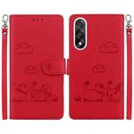 For OnePlus Ace 5 Ultra / Nord 5 5G Cute Cats RFID Leather Phone Case(Red)