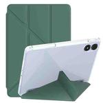 For Xiaomi Redmi Pad 12.1 Clear Acrylic Deformation Leather Tablet Case(Dark Green)