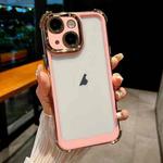 For iPhone 15 Dual-color Plating Space PC Hybrid TPU Phone Case(Pink)