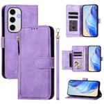 For Samsung Galaxy S24 FE 5G Multi-Card Slots Zipper Wallet Leather Phone Case(Purple)