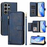 For Samsung Galaxy S23 Ultra 5G Multi-Card Slots Zipper Wallet Leather Phone Case(Blue)
