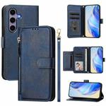 For Samsung Galaxy S25 5G Multi-Card Slots Zipper Wallet Leather Phone Case(Blue)