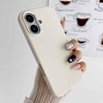 For iPhone 16 Metal Liquid Silicone Skin Feel Phone Case(White)