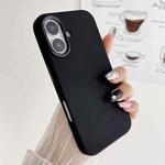 For iPhone 16 Metal Liquid Silicone Skin Feel Phone Case(Black)