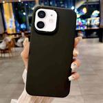 For iPhone 12 Metal Liquid Silicone Skin Feel Phone Case(Black)