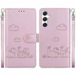 For Samsung Galaxy S24 5G Cute Cats RFID Leather Phone Case(Rose Gold)